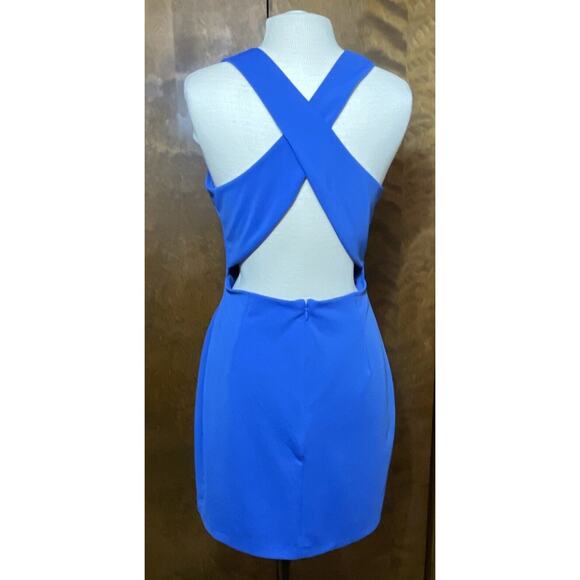 EXPRESS Women’s Size M Royal Blue Halter Dress Polyester Spandex - Picture 3 of 7